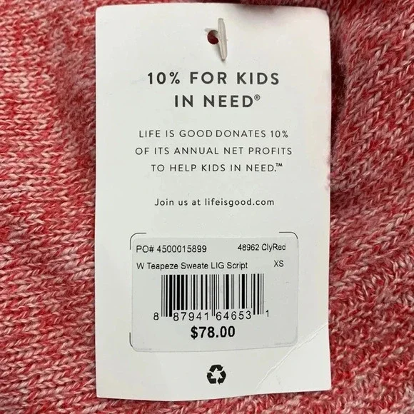 NWT Life is Good red white trapeze sweater sz xs - Picture 10 of 10